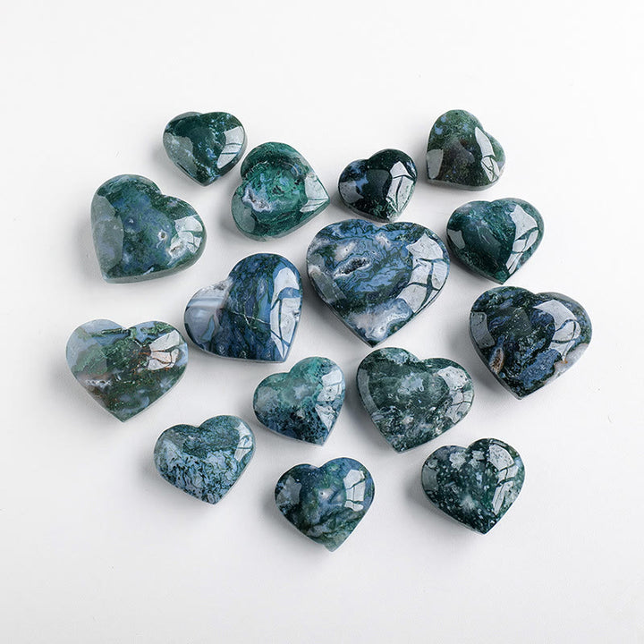 Olivenorma Moss Agate Polished Play Stone Crystal Heart