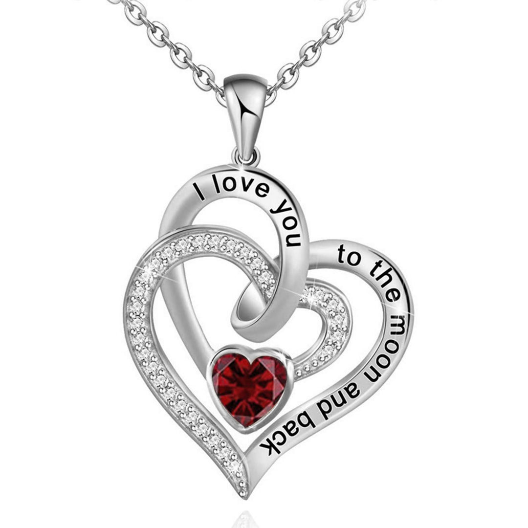 FREE Today: "I Love You to the Moon and Back" – Eternal Hearts Birthstone Necklace - Silver - January - Card Style Two - image 3