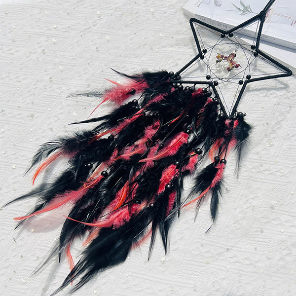 Olivenorma Tourmaline Black Pink Feather Dream Catcher - image 5