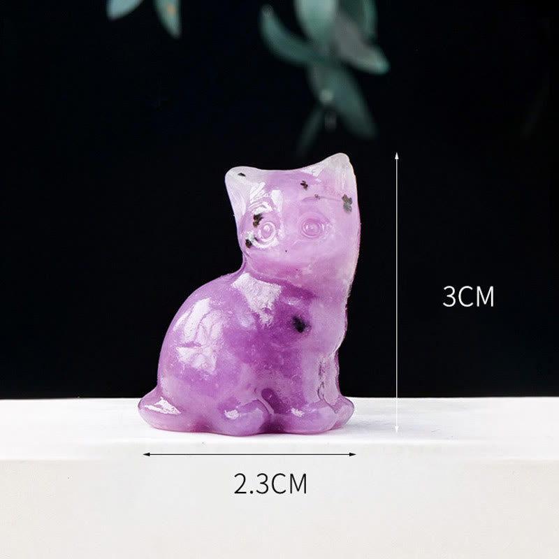 Olivenorma Natural Crystal Lucky Cat Carved Gemstone Decoration - image 46