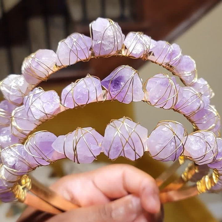 Olivenorma Handcrafted Hairpiece Amethyst Crystal Crow