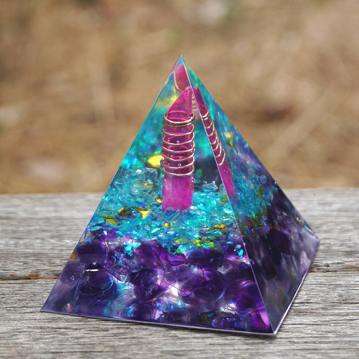 Olivenorma Amethyst Aquamarine Orgone Pyramid