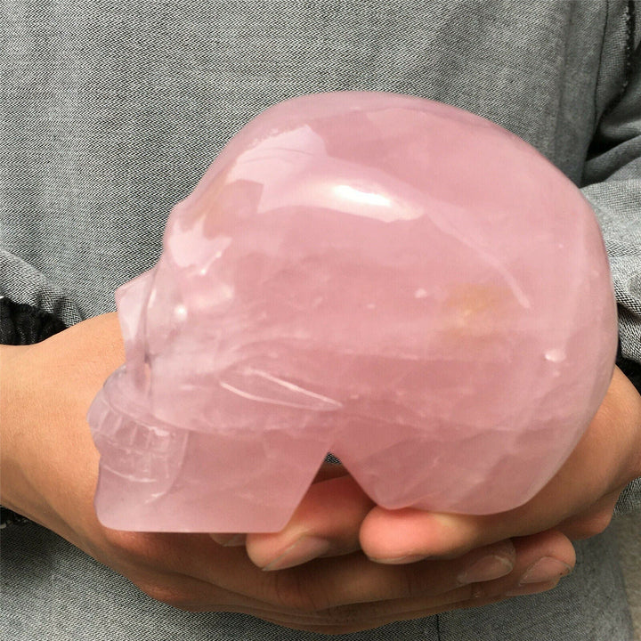 Olivenorma Natural Rose Quartz Crystal Skull Decoration