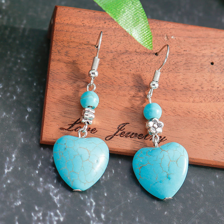 Olivenorma Turquoise Heart Drop Earrings