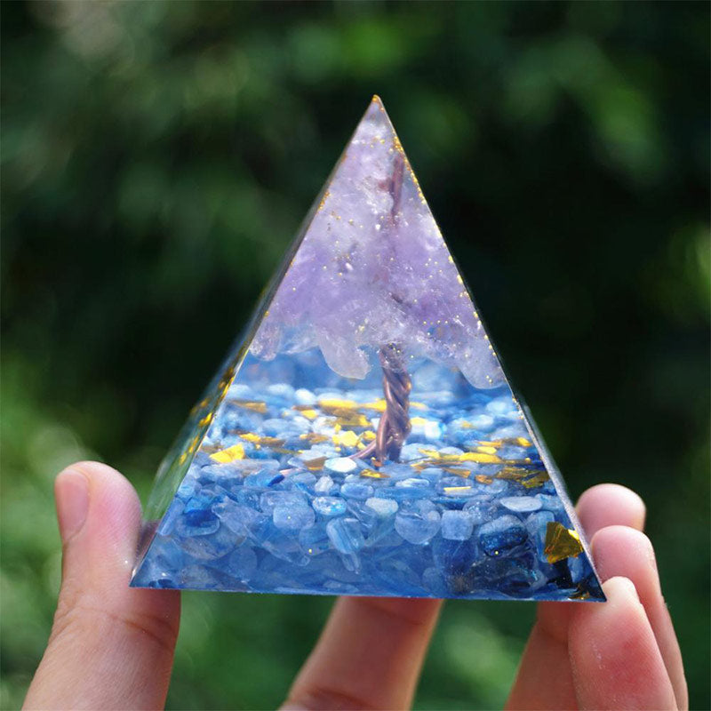 Olivenorma Amethyst Kyanite Tree Of Life Orgone Pyramid