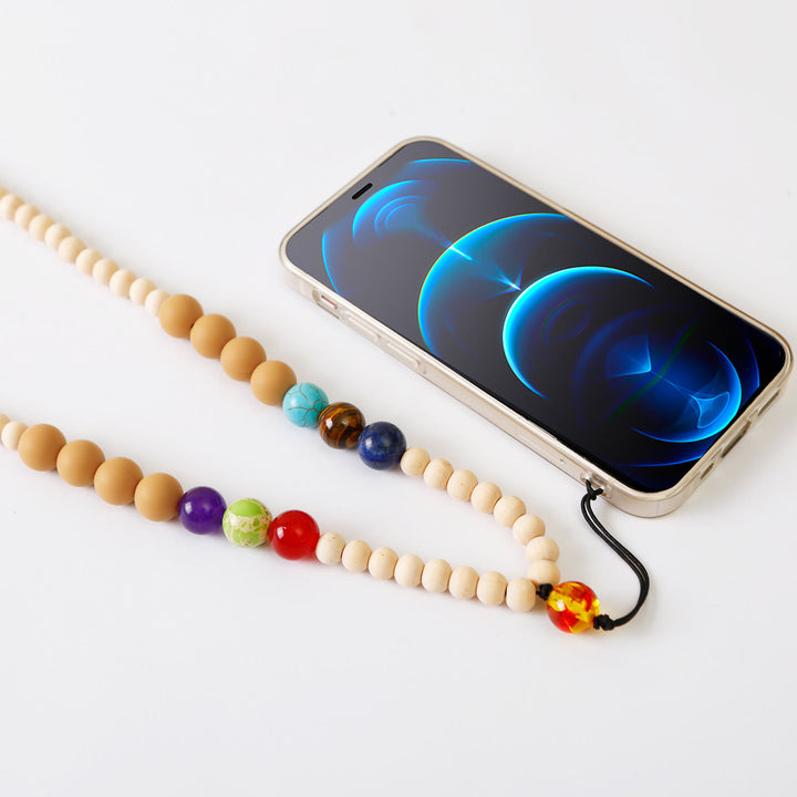 Olivenorma Natural Crystal String Handmade Wooden Beads Phone Strap