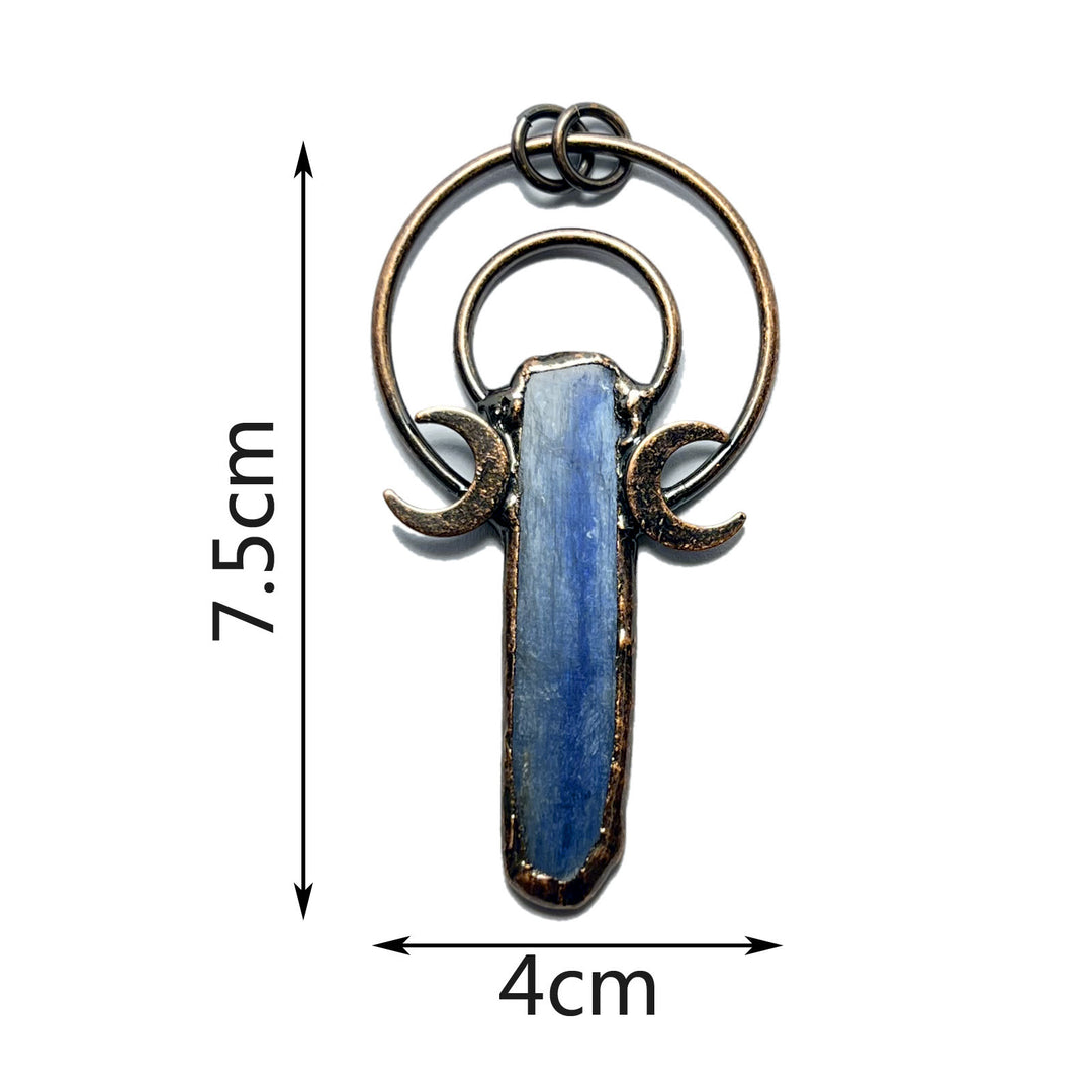 Olivenorma Kyanite Copper Double Moon Ring Pendant Necklace