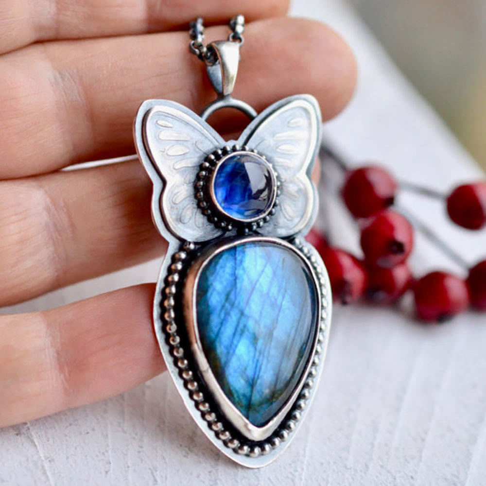 Olivenorma Butterfly Design Labradorite Pendant