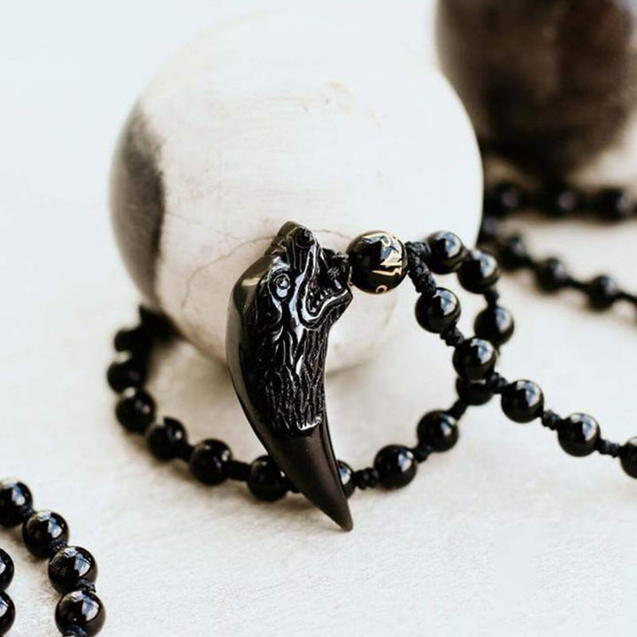 Ice Obsidian Wolf Necklace