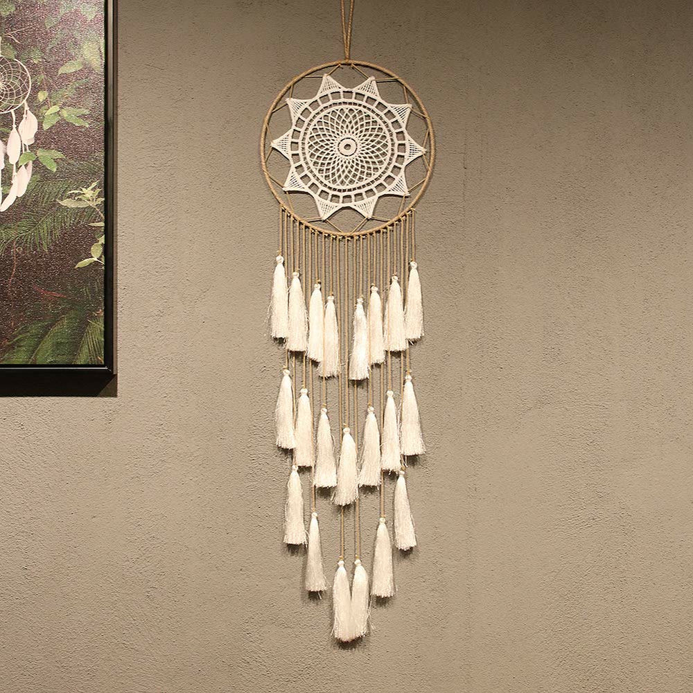 Olivenorma Braided Lace Tassel Pendant Dream Catcher - White - image 1
