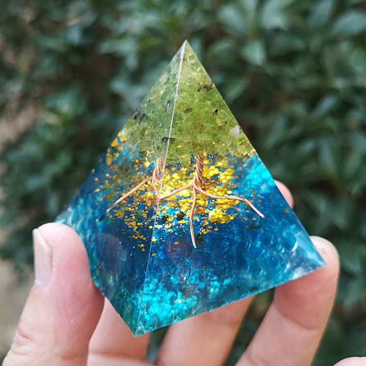 (Clearance 30% OFF / CODE: OFF30) - Olivenorma Aquamarine Peridot Tree Of Life Orgone Pyramid