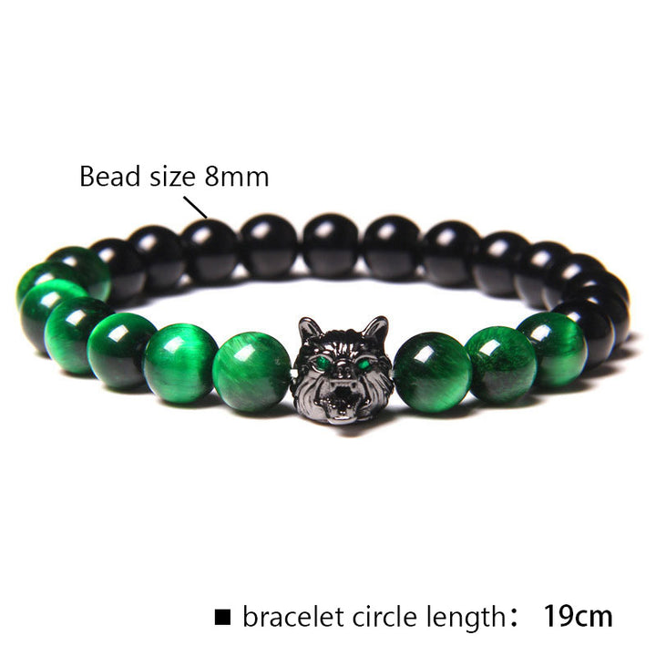 Olivenorma Green Tiger Eye Wolf Bracelet