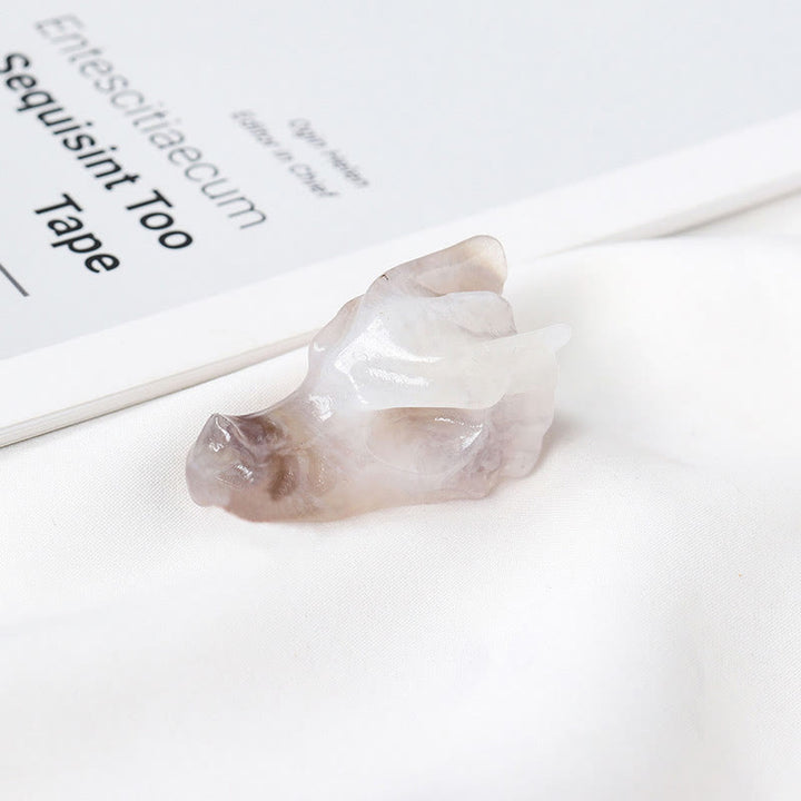Olivenorma 1.5Inch Crystal Dragon Skull Statue Gemstone Decoration - White Agate - image 28