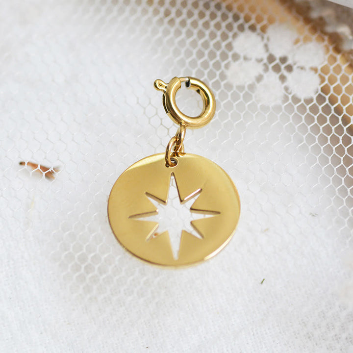 Olivenorma Geometric Round Or Water Drop Crystal Gold Pendant Necklace - Hollow Octagonal Star - Necklace #4 - image 6