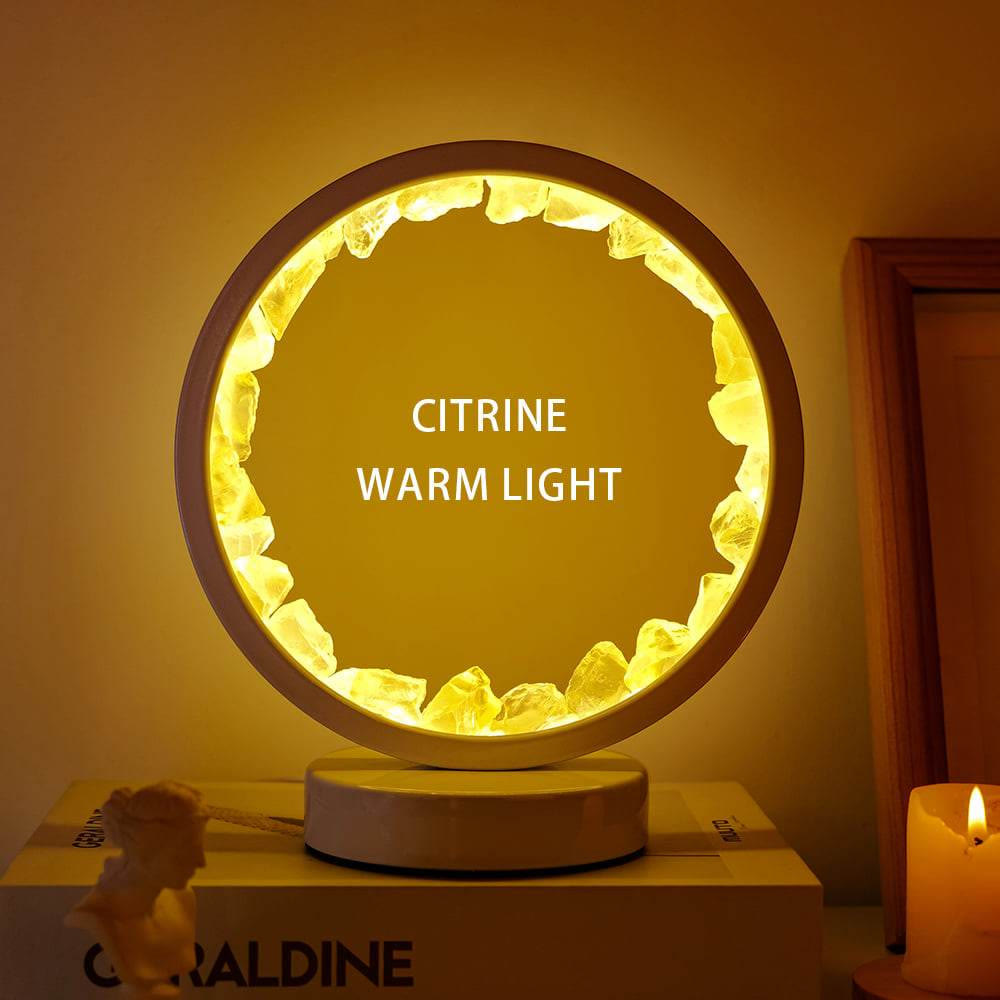 Olivenorma Natural "Amethyst Crystal Cluster Zen Light" Lamp Lights LED Decoration Rechargeable - Citrine - image 5