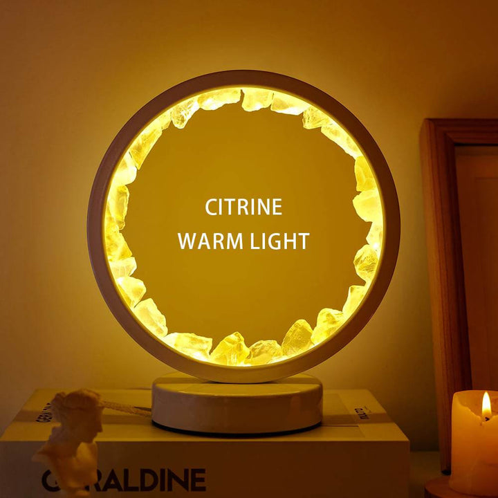 Olivenorma Natural "Amethyst Crystal Cluster Zen Light" Lamp Lights LED Decoration Rechargeable - Citrine - image 5