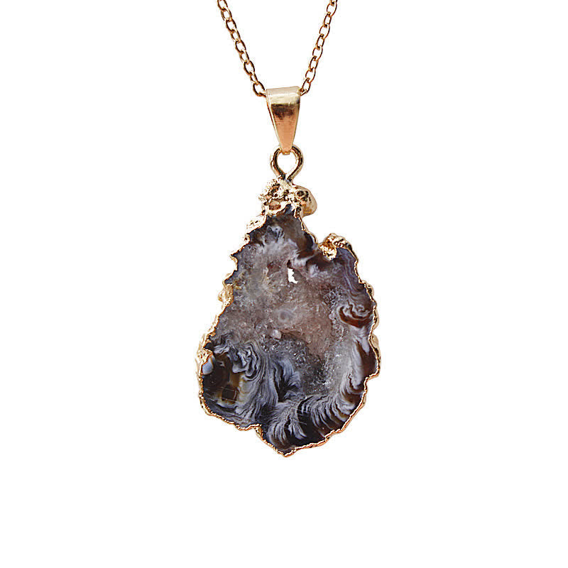 Olivenorma Natural Agate Geode Necklace