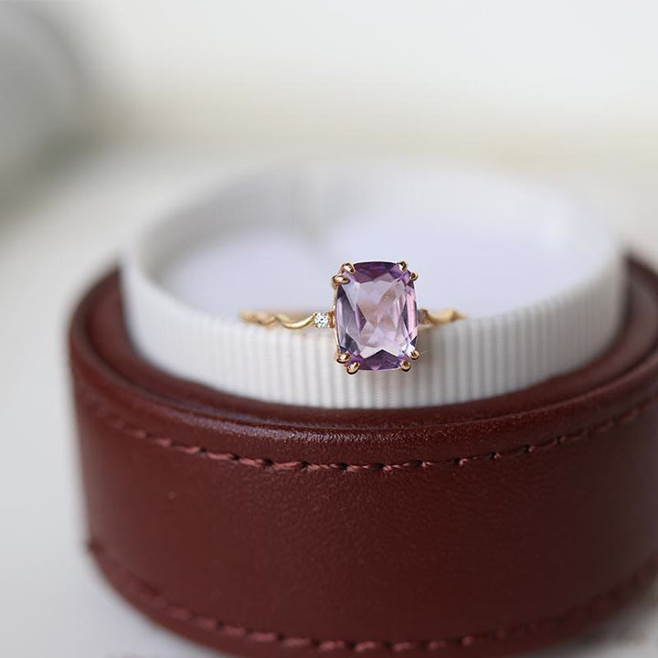 Olivenorma Amethyst Sugar Cube Wave Design Ring - image 4