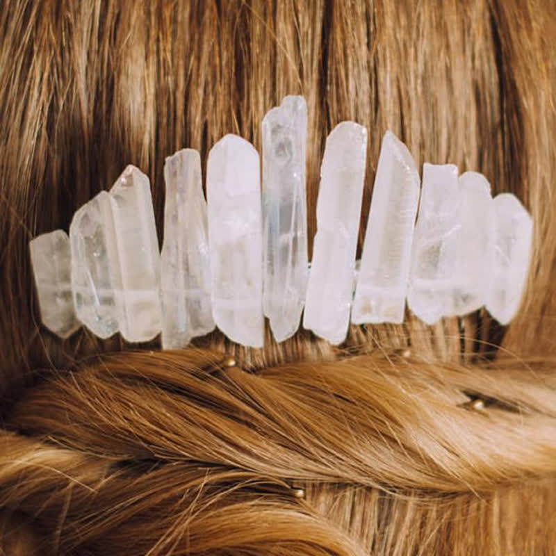 Natural Crystal U Shape Hair Comb Crystal Crown