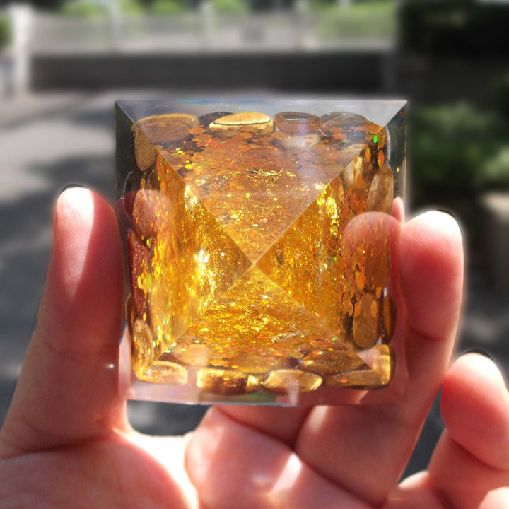 Olivenorma Golden Harmony Tiger Eye & Citrine Tree of Life Orgone Pyramid - image 4