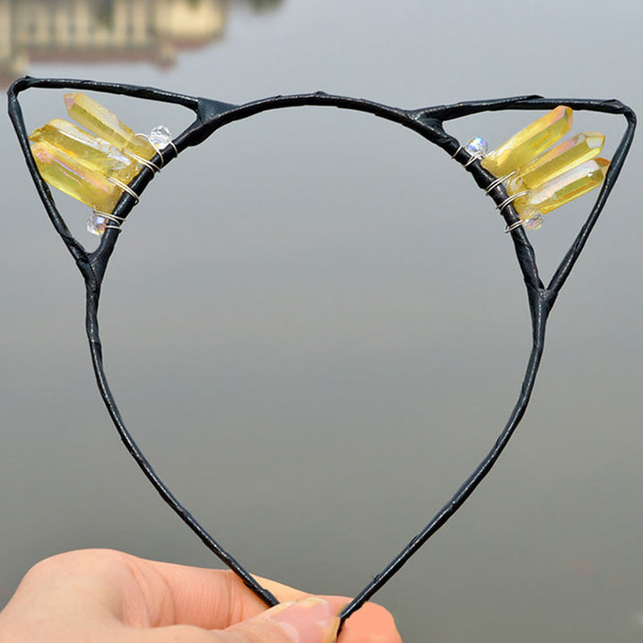 Olivenorma Electroplating Crystal Cat Ears Headband