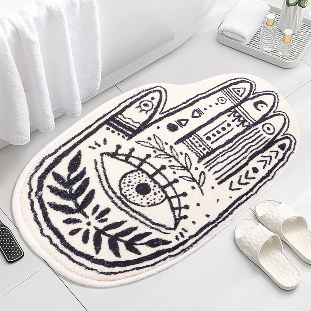 Olivenorma White Hamsa Symbol Soft Area Carpet