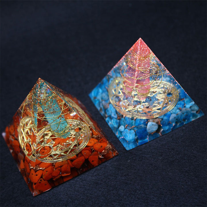 Olivenorma Red Quartz with Lapis Lazuli Orgone Pyramid