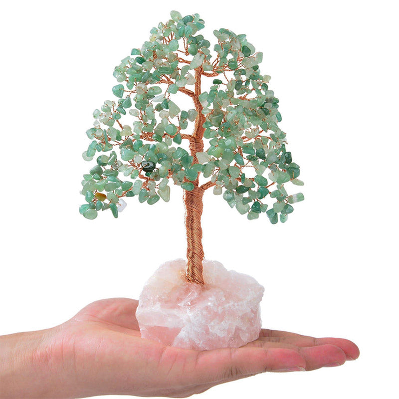 (Clearance 30% OFF / CODE: OFF30) Olivenorma Aventurine Bonsai  Feng Shui Tree with Rose Quartz Base