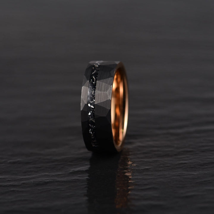 Olivenorma 8mm Black Tourmaline Tungsten Carbide Ring