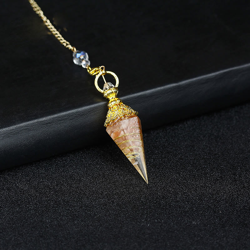 Olivenorma Natural Crystal Resin Hexagonal Pyramid Pendulum - Rhodochrosite - image 4