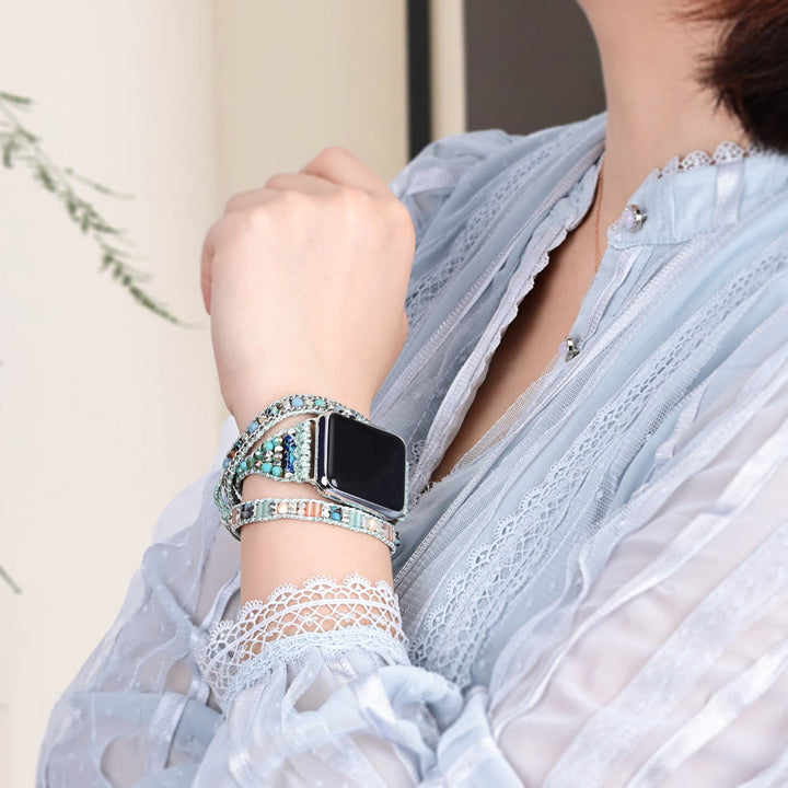 Olivenorma Mint Teal Crystal Beaded Apple Watch Strap