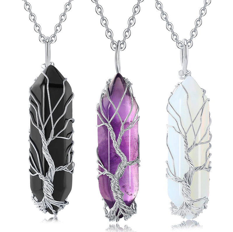 Olivenorma Crystal With Tree Of Life Gemstone Necklace