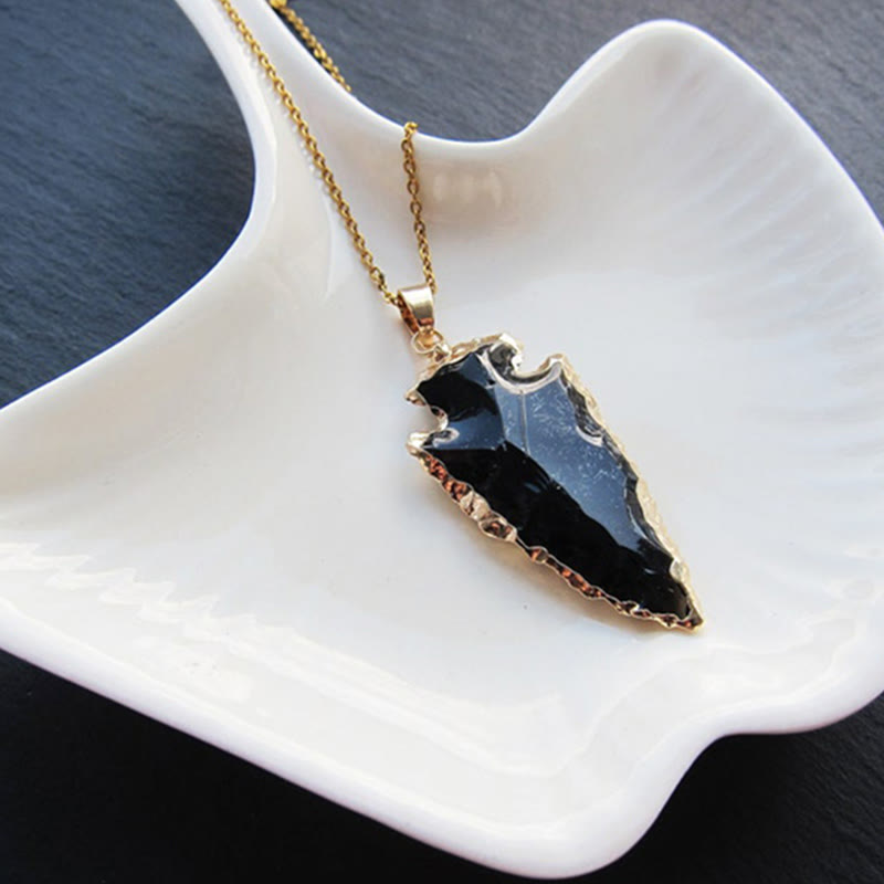 Olivenorma Natural Crystal Carnelian Arrowhead Necklace - image 9