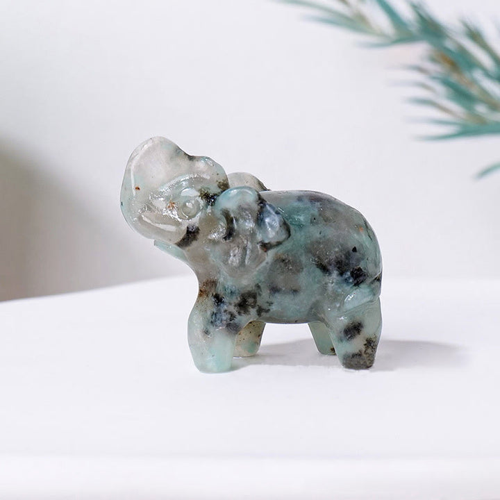 Olivenorma Natural Crystal Elephant Carving Ornament Gemstone Decoration - Tianshan Stone - image 6