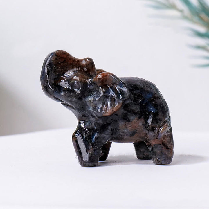 Olivenorma Natural Crystal Elephant Carving Ornament Gemstone Decoration - Yooperlite - image 23