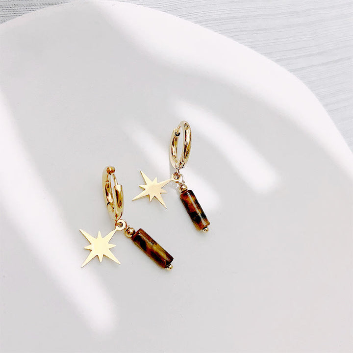 Olivenorma Natural Tiger Eye Star Pendant Earrings Necklace Bracelet