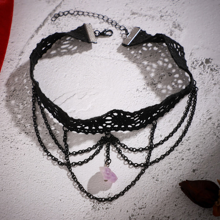 Olivenorma Amethyst Halloween Gothic Lace Choker Necklace