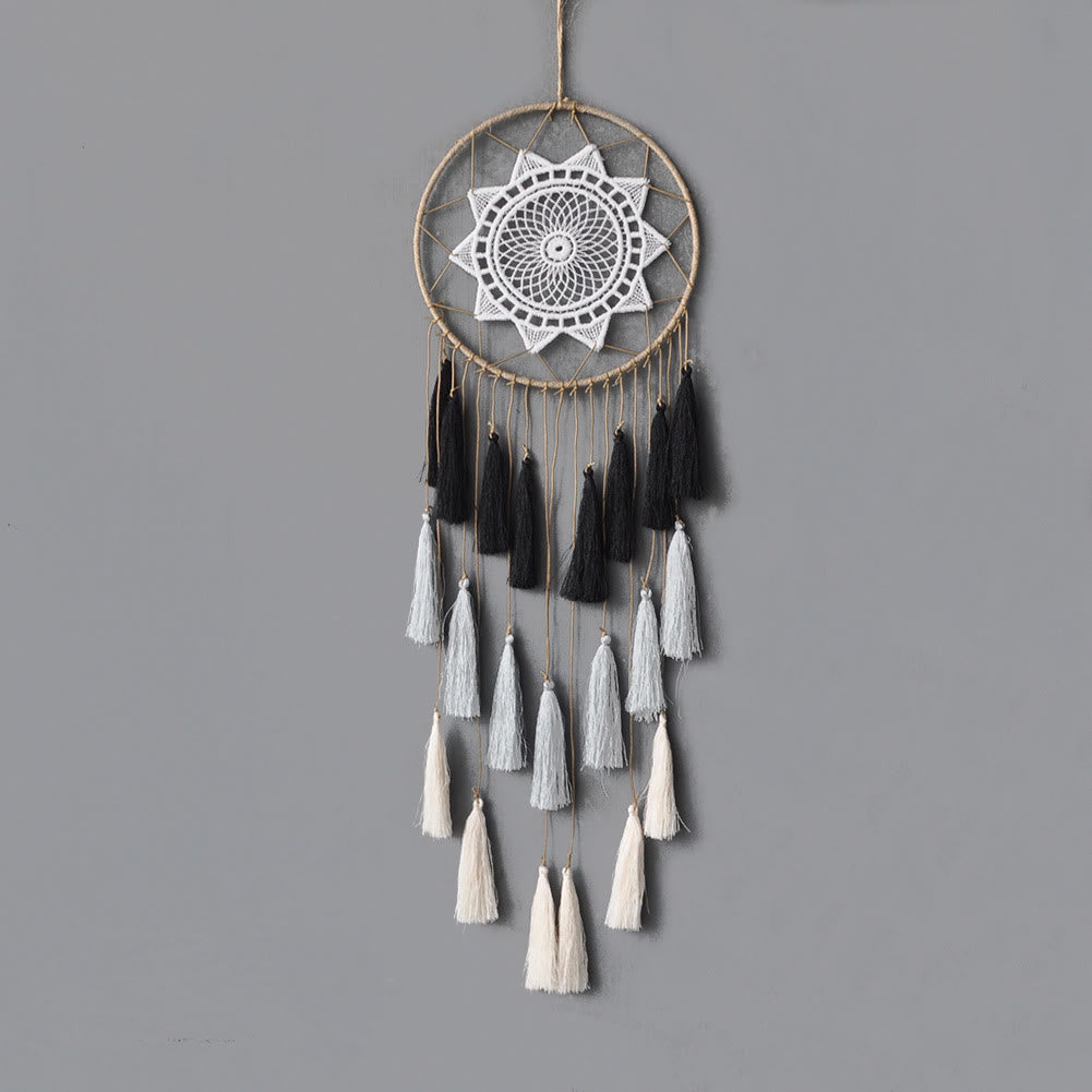 Olivenorma Braided Lace Tassel Pendant Dream Catcher - Gray Black - image 3