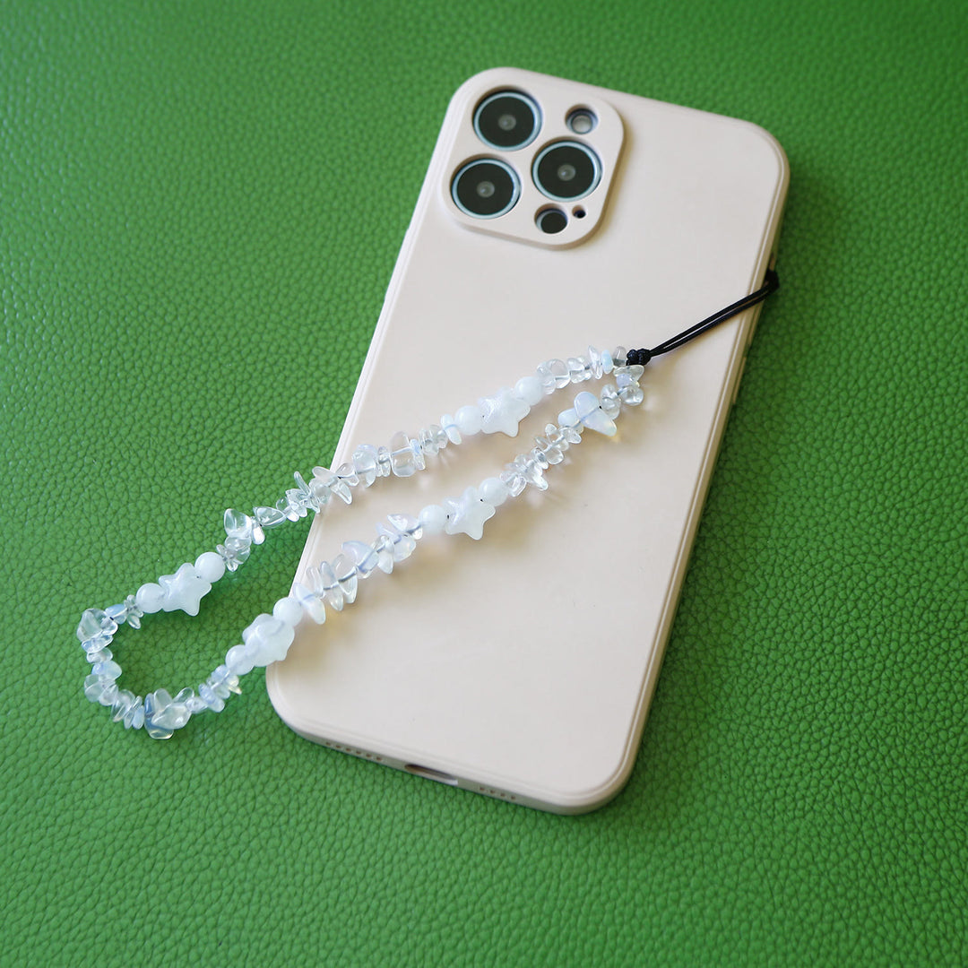 Olivenorma Handmade Crushed Stone Pearl Pentagram Beading Phone Strap