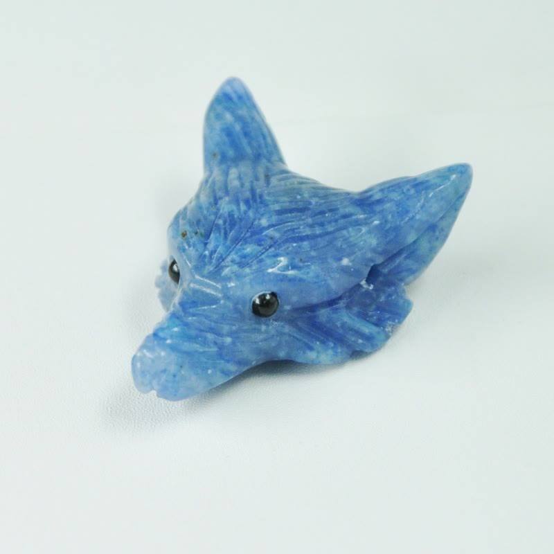 Olivenorma Spirit Guardian Wolf Head Crystal Carving Gemstone Decoration - Blue Aventurine - With Card - image 25