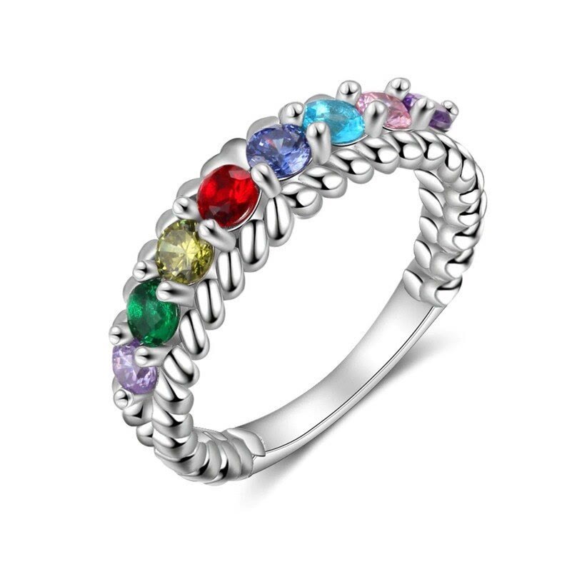 Olivenorma Birthstone Trendy Braided Shape Ring - Silver - 11 - 7 Birthstone - image 0