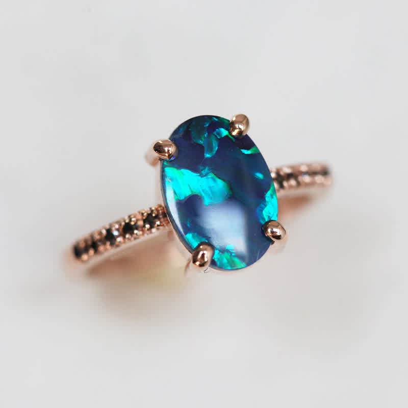 Olivenorma Sapphire With Opal 3 - Piece Ring Set - image 4
