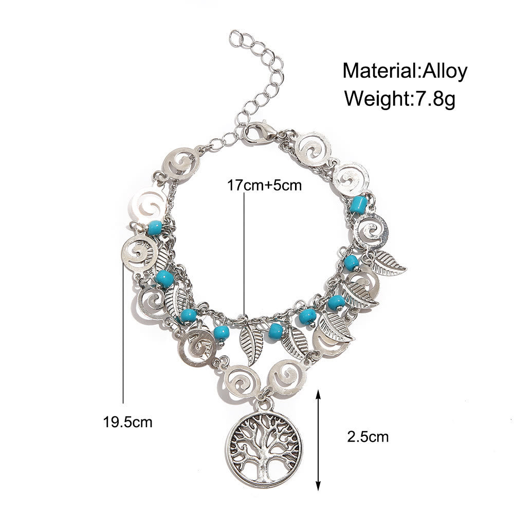 Olivenorma Turquoise Tree of Life Pendant Bracelet Anklet