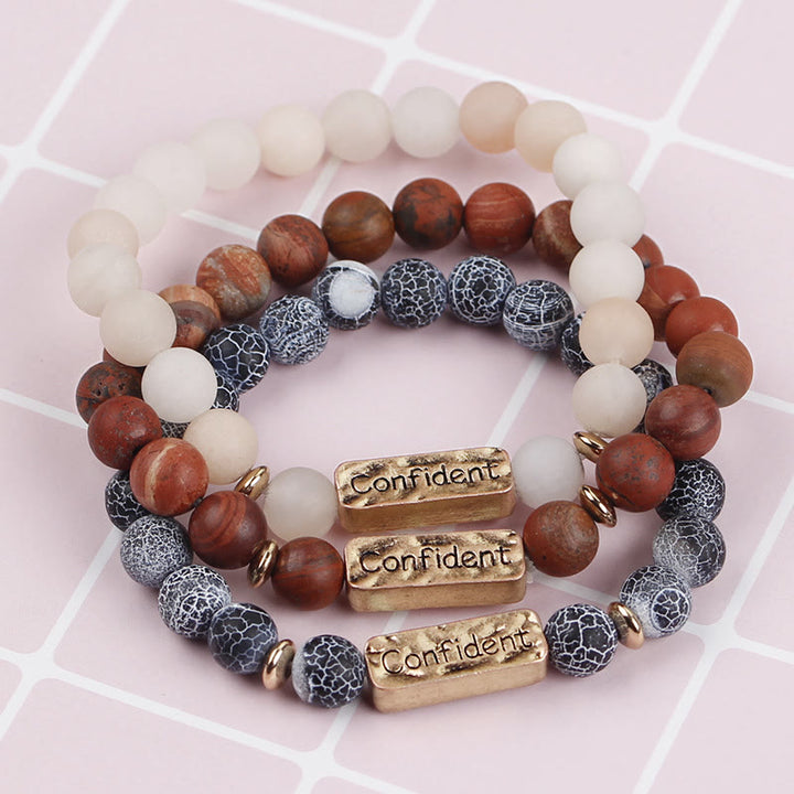 Olivenorma Natural Gemstone Confident Engraving Bracelet