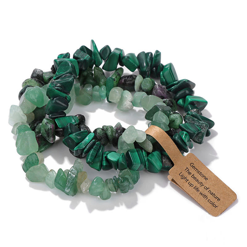 Olivenorma Natural Irregular Crystal Gravel Three Layer Bracelet