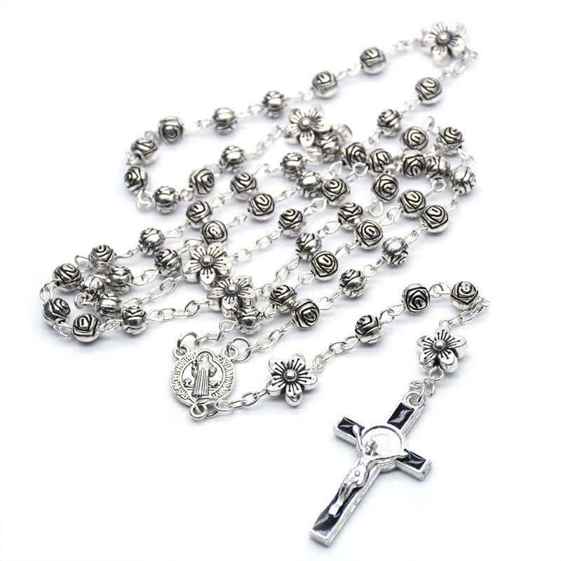 Olivenorma Rose Cross Prayer Rosary Necklace