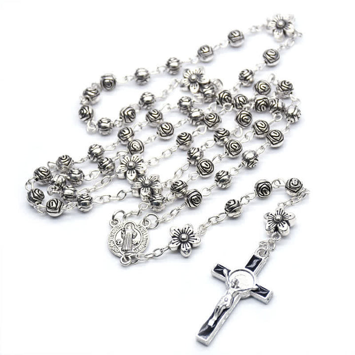 Olivenorma Rose Cross Prayer Rosary Necklace