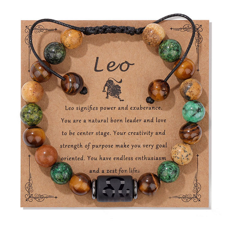 Olivenorma Natural Stone Zodiac Handwoven Bracelet