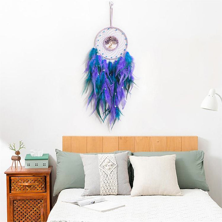 Olivenorma Crystal Tree Of Life Feather Glow Dream Catcher