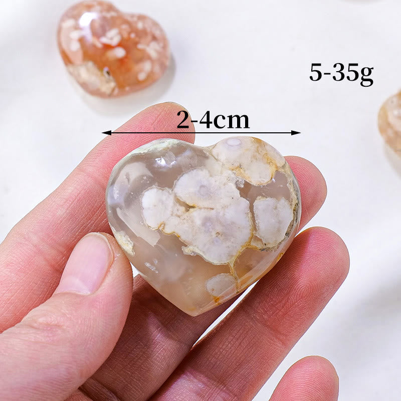 Olivenorma Cherry Blossom Agate Polished Play Stone Crystal Heart